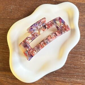 Amber Purple Marble Rectangle Hair Claw Clip Fall Aesthetic Boho Old Money Chic